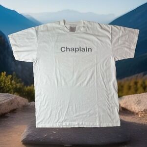 Vintage 90s Single Stitch Chaplain Church White Graphic Jesus Shirt XL Christian
